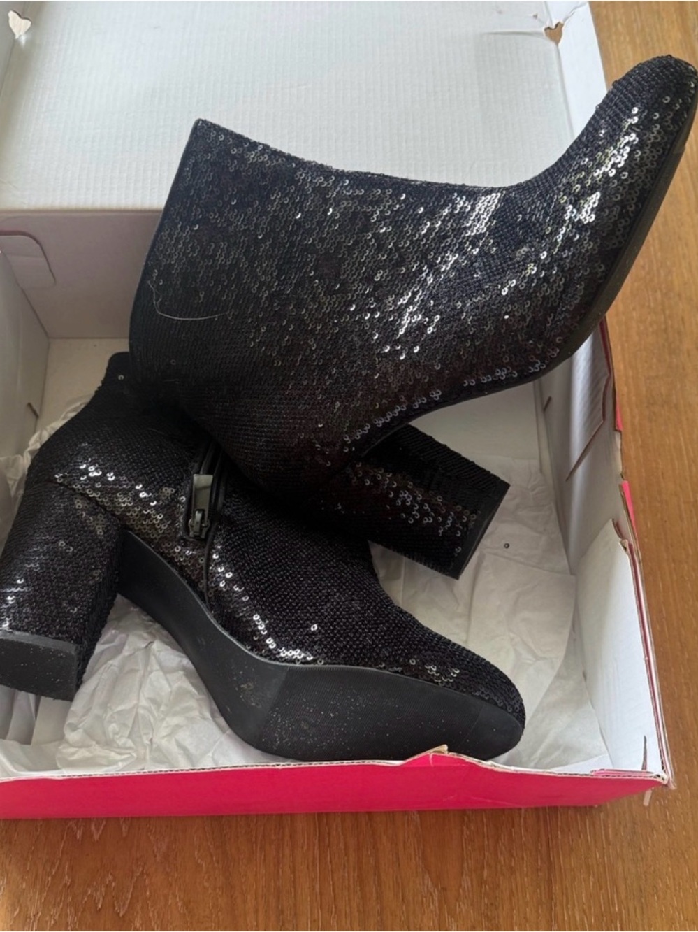 torrid Black Sequin Block Heel Ankle Boots